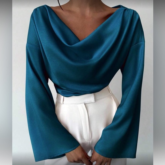 Elegant Pink  Drape Blouse - Picture 14 of 16